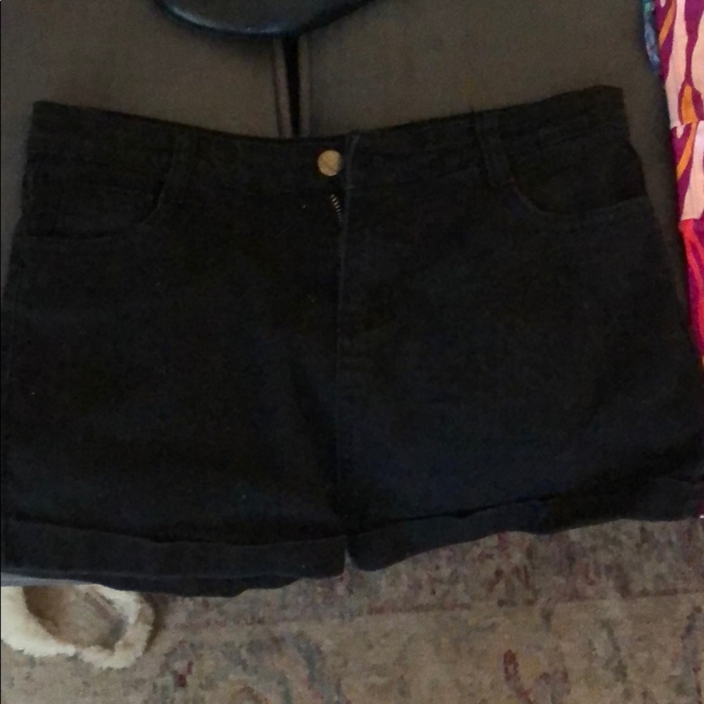 Black high rise shorts